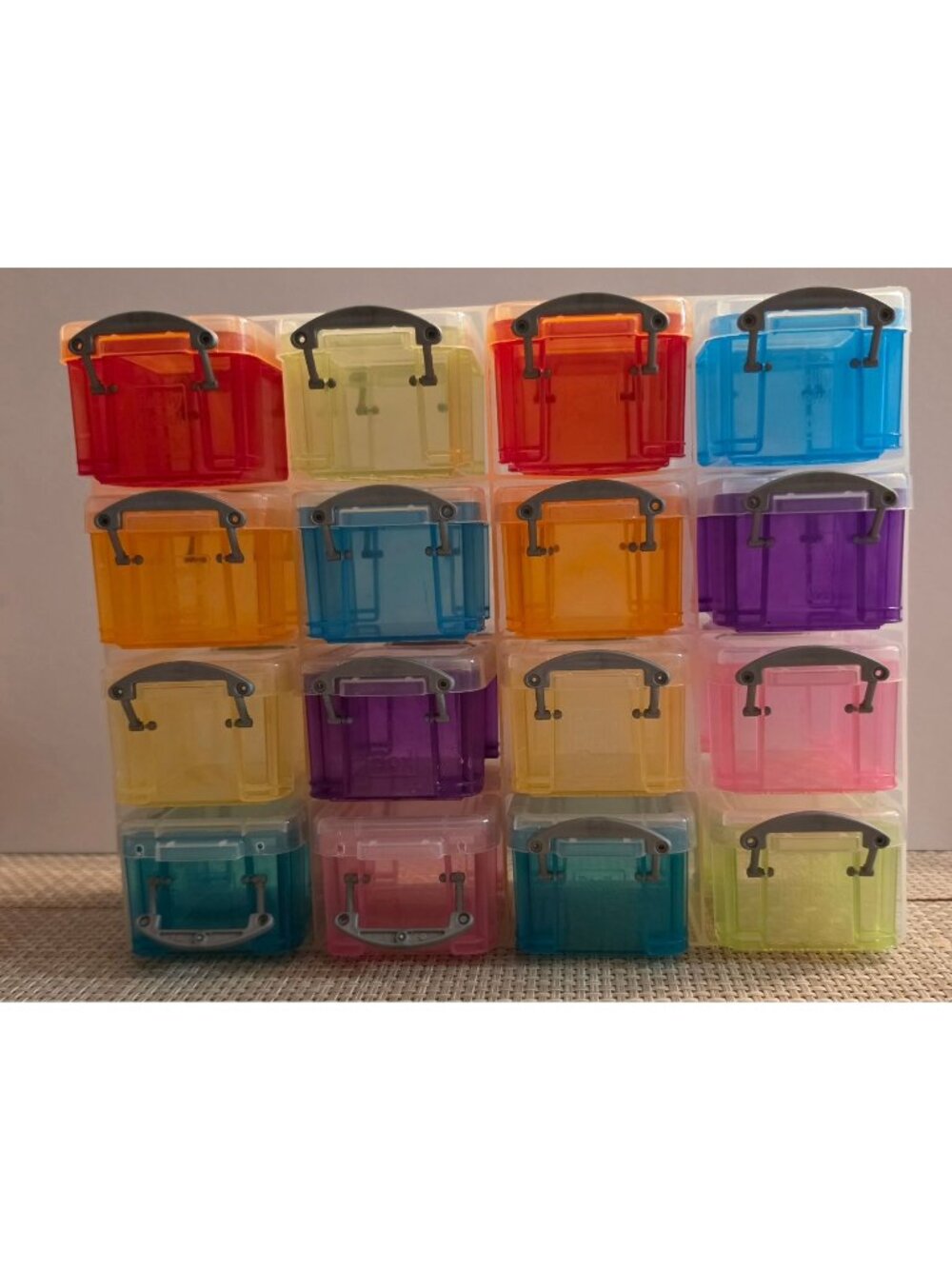 REALLY USEFUL BOX ORGANIZER 16 MINI STORAGE BOXES 0.14L CRAFT BEAD ART CLASSROOM